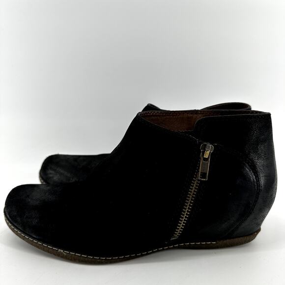 Dansko Leyla Boot Burnished Nubuck Leather Side Zip Ankle Memory Foam Black 9 - Picture 4 of 7